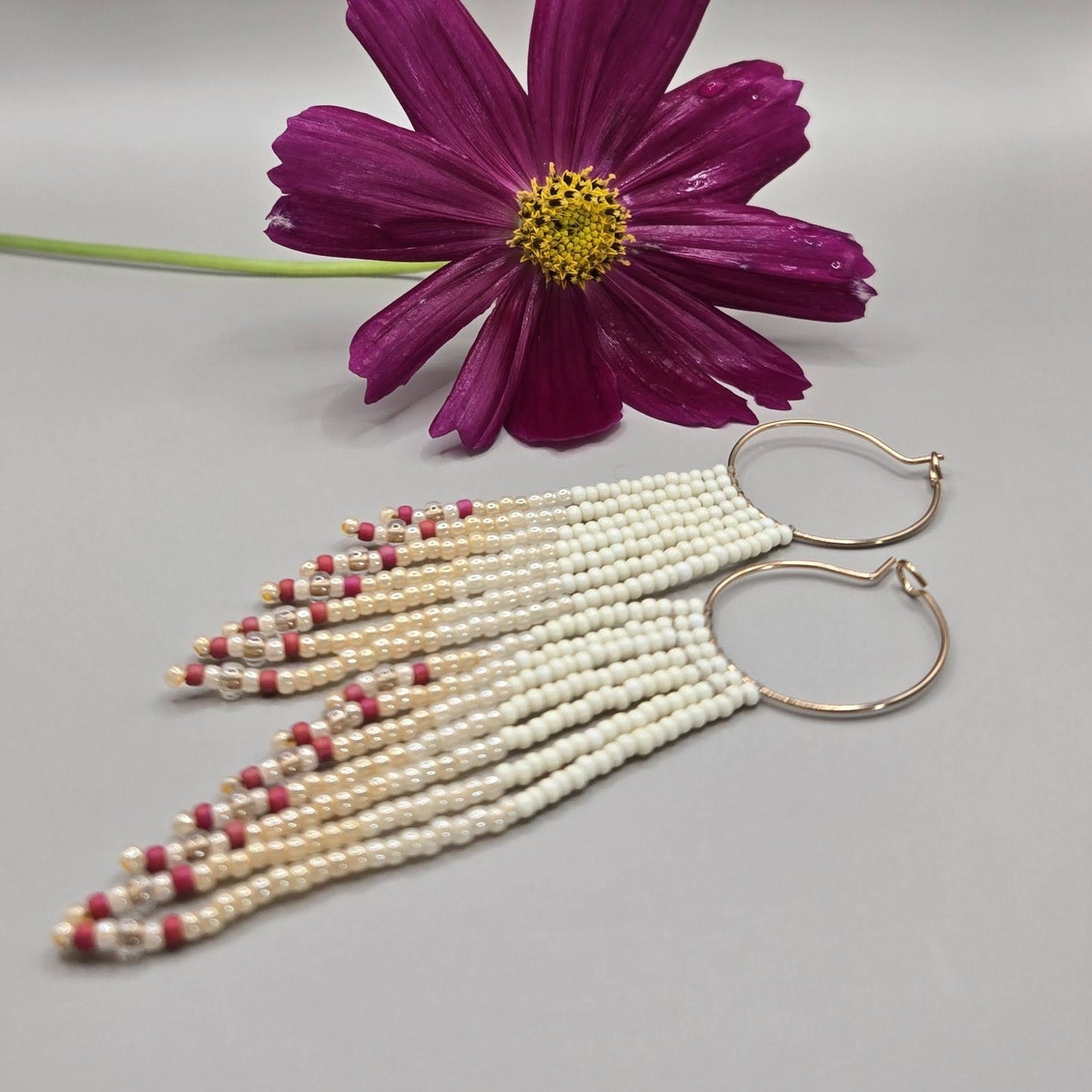 Dusty Rose Fringe Earrings