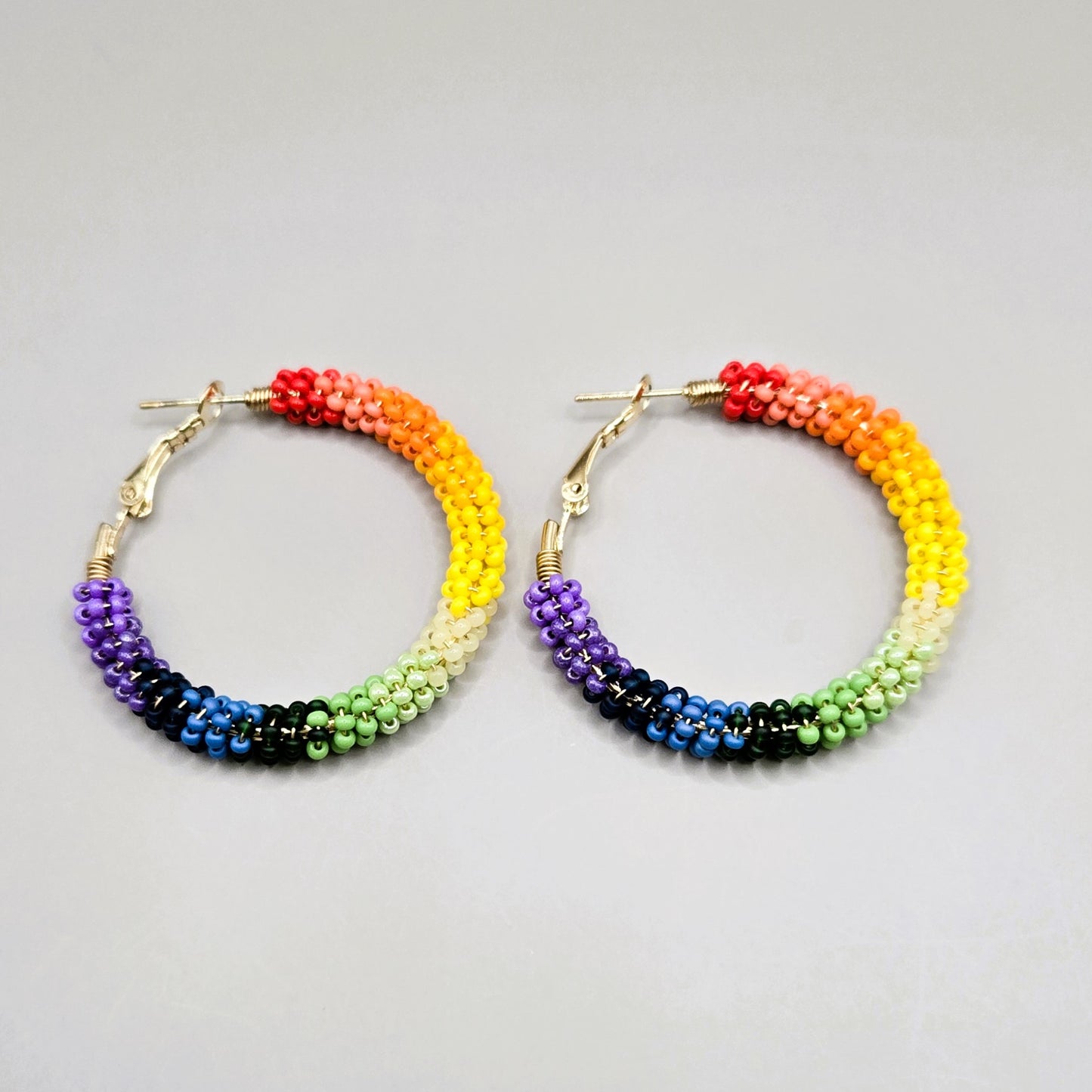 Rainbow Wire-Wrapped Hoops