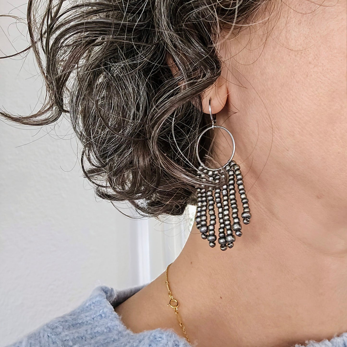 Gunmetal Ophelia Fringe Earrings