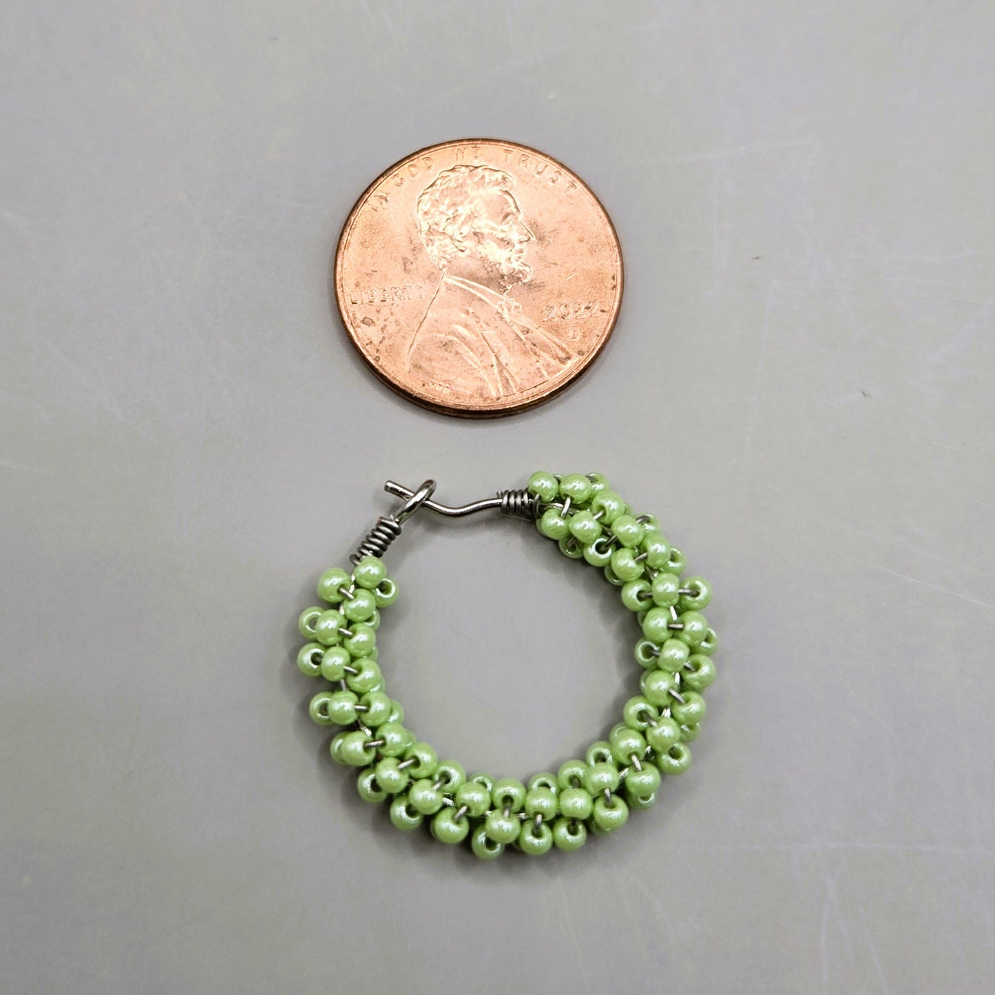 Custom Order: Wire-Wrapped Seed Bead Hoop Earrings