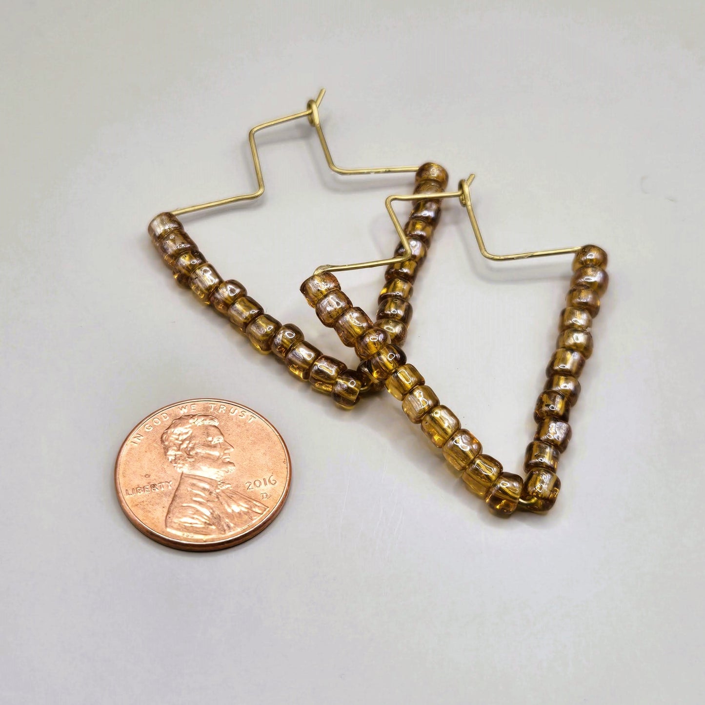 Amber Bead Hoop Earrings