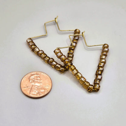 Amber Bead Hoop Earrings