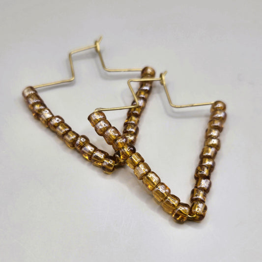Amber Bead Hoop Earrings