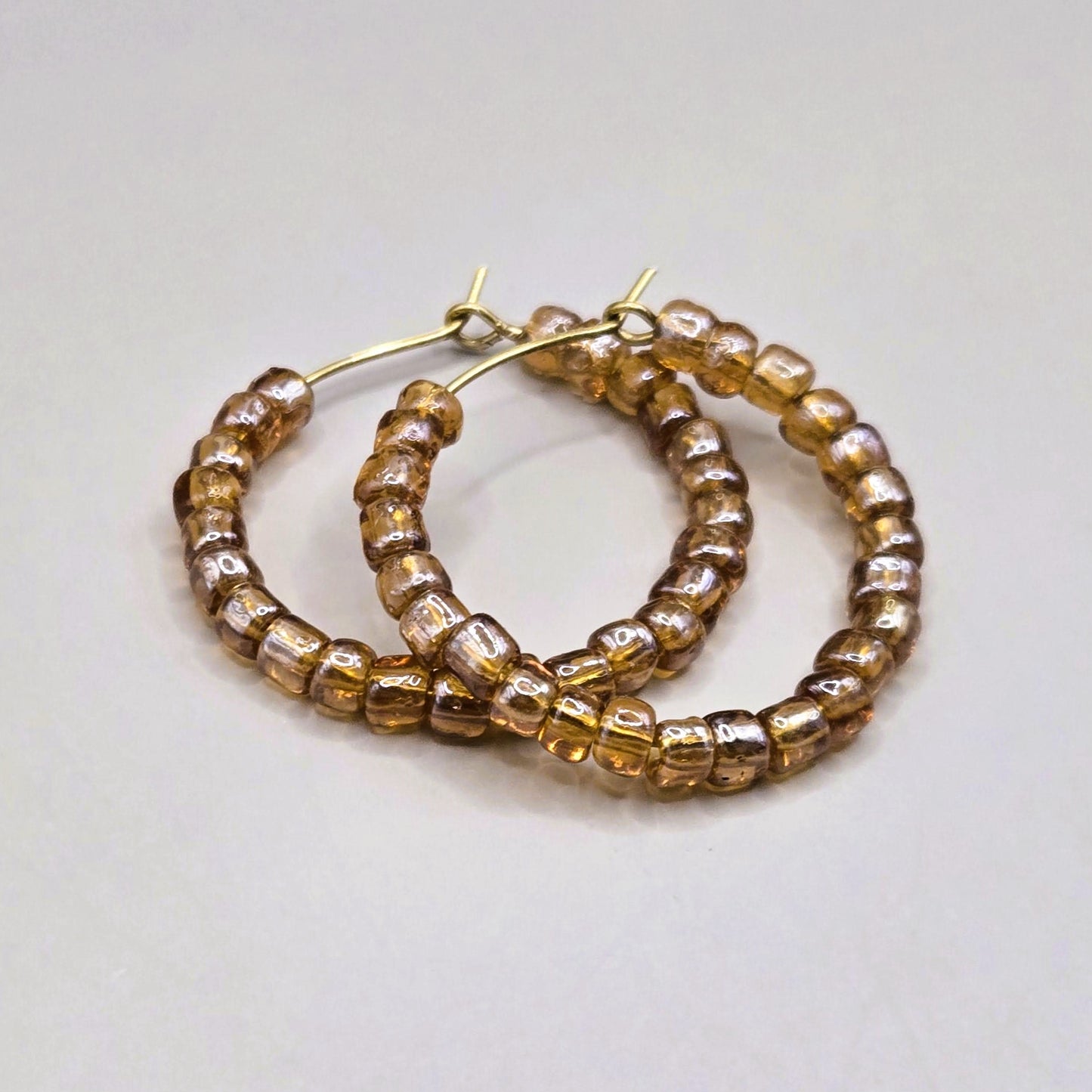 Amber Bead Hoop Earrings