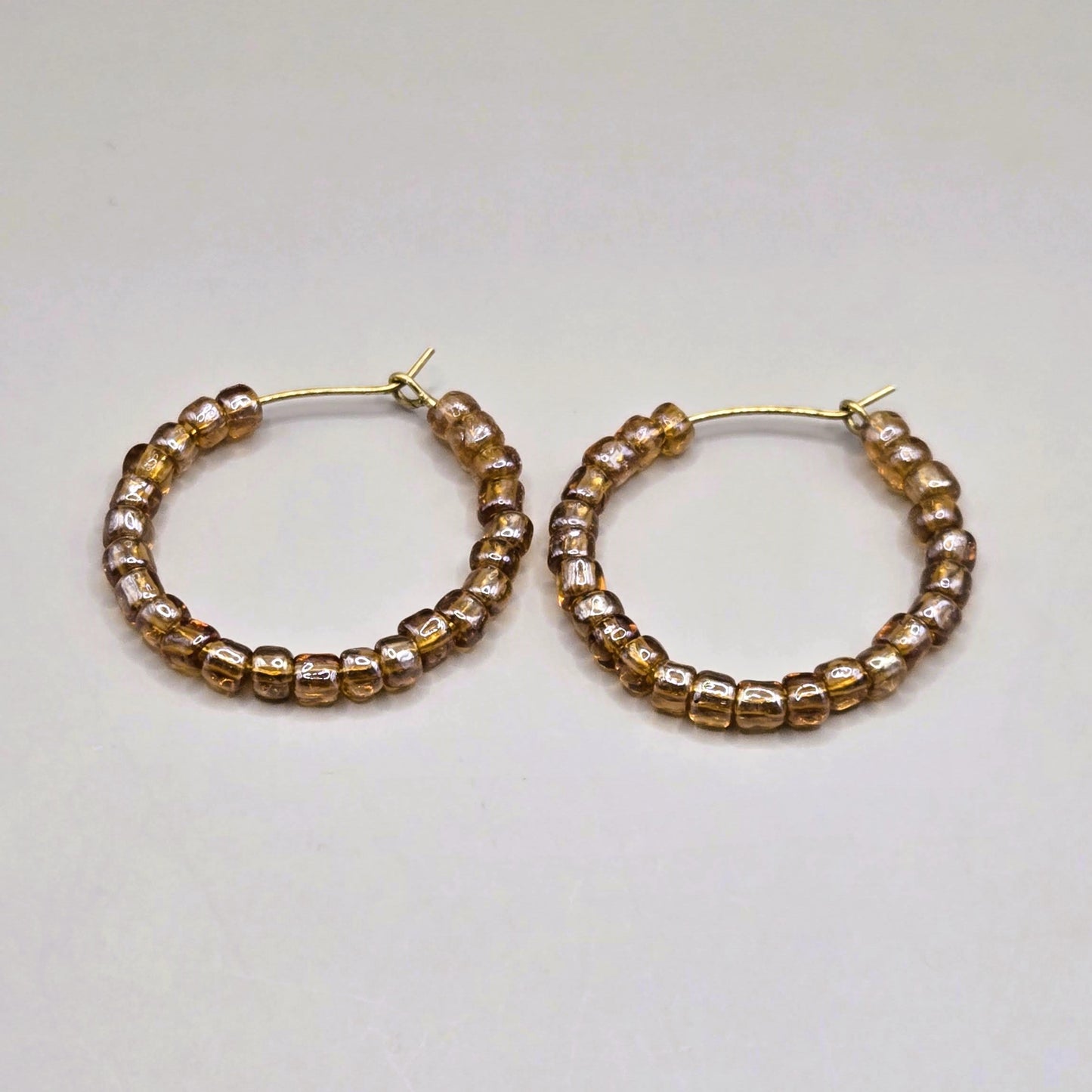 Amber Bead Hoop Earrings