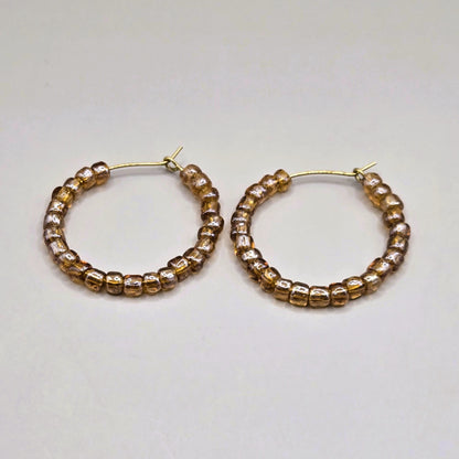 Amber Bead Hoop Earrings