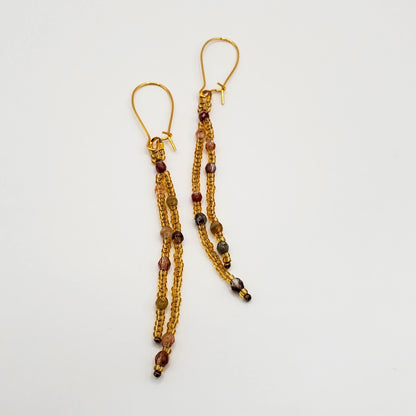 Golden Hour Long Dangle Fringe Earrings