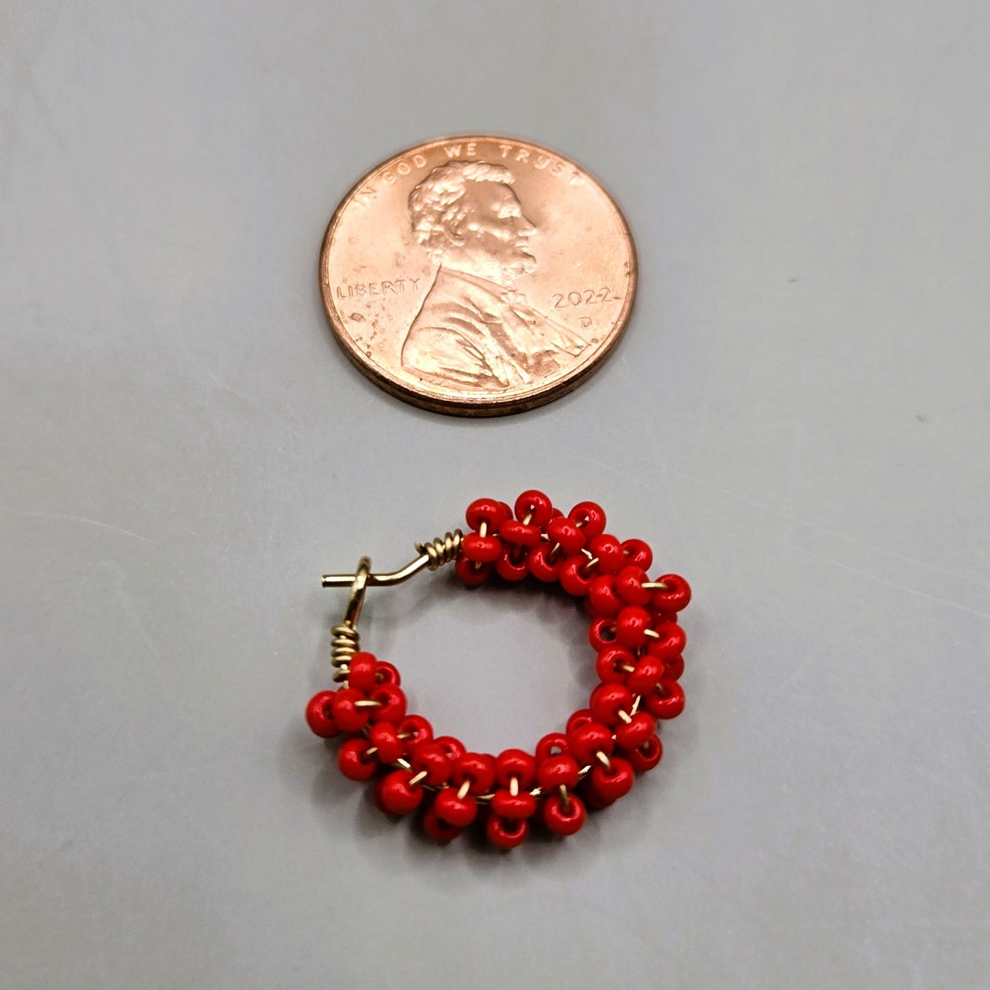 Custom Order: Wire-Wrapped Seed Bead Hoop Earrings