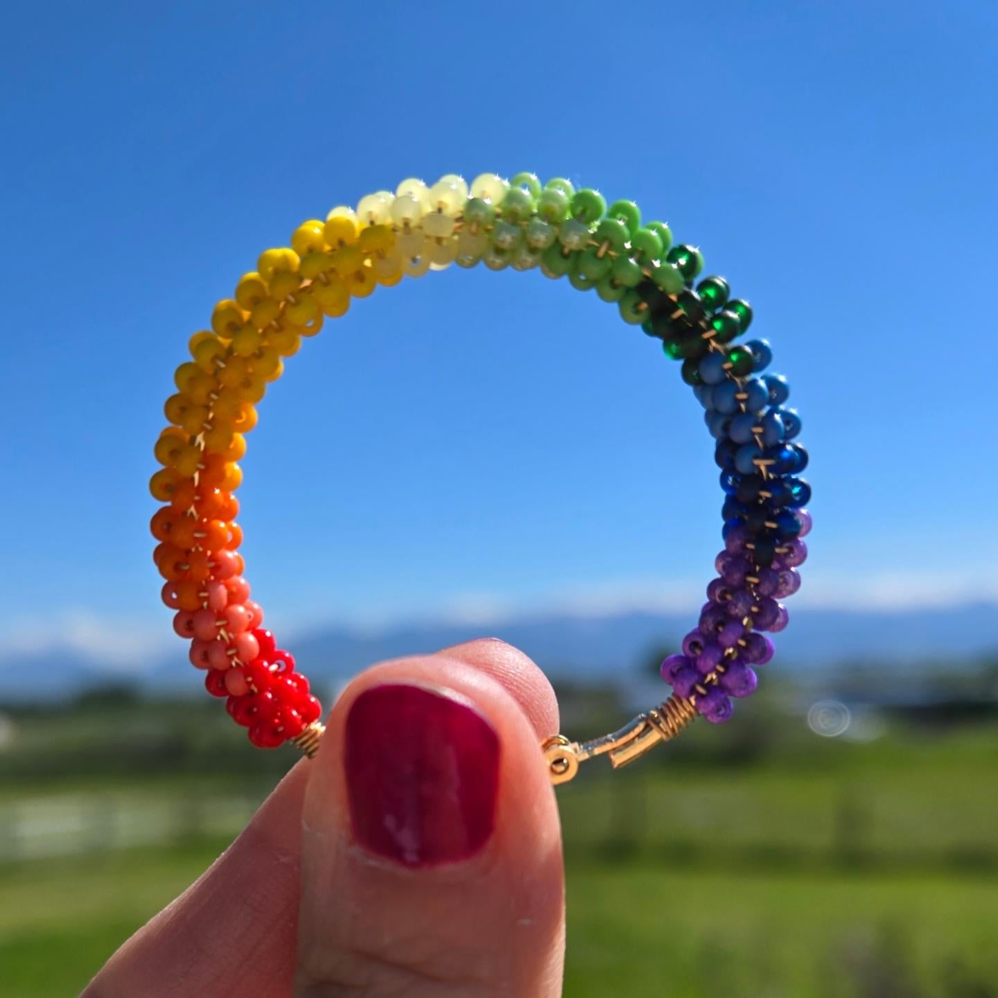 Rainbow Wire-Wrapped Hoops