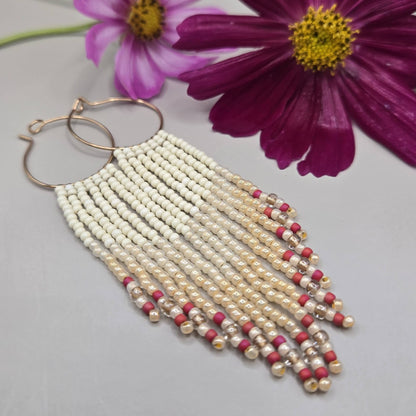 Dusty Rose Fringe Earrings