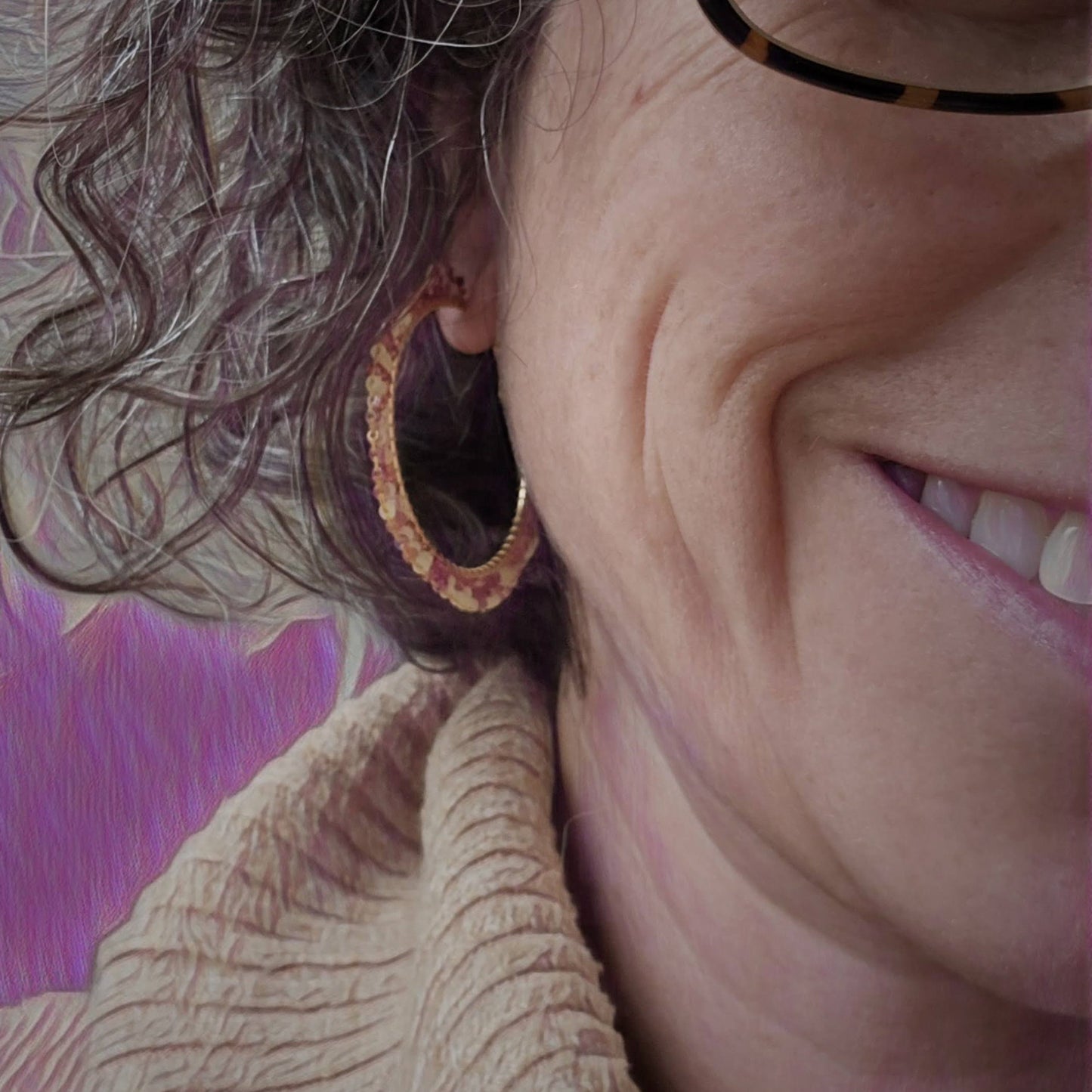 Raspberry Juliet Hoop Earrings