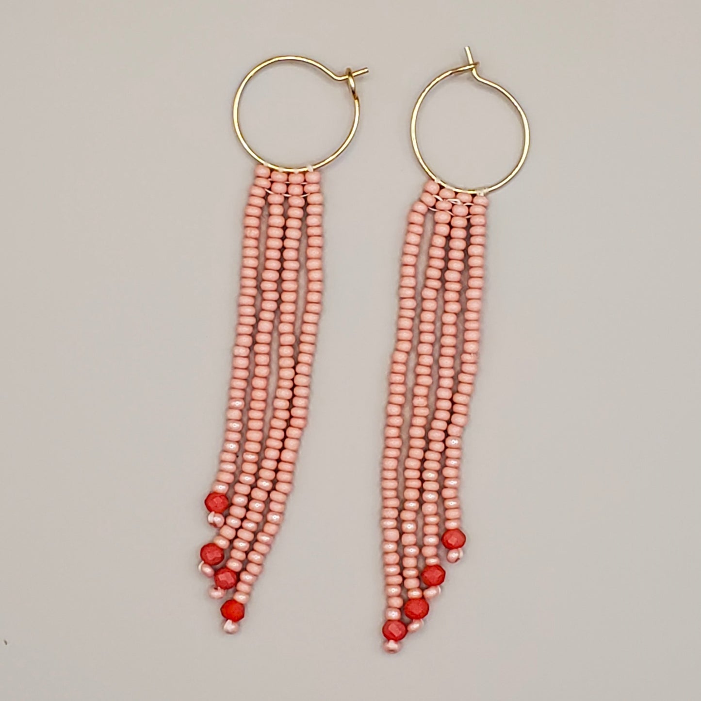 Dusty Rose Fringe Earrings