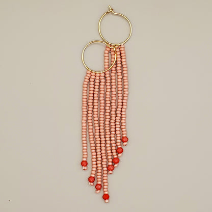 Dusty Rose Fringe Earrings