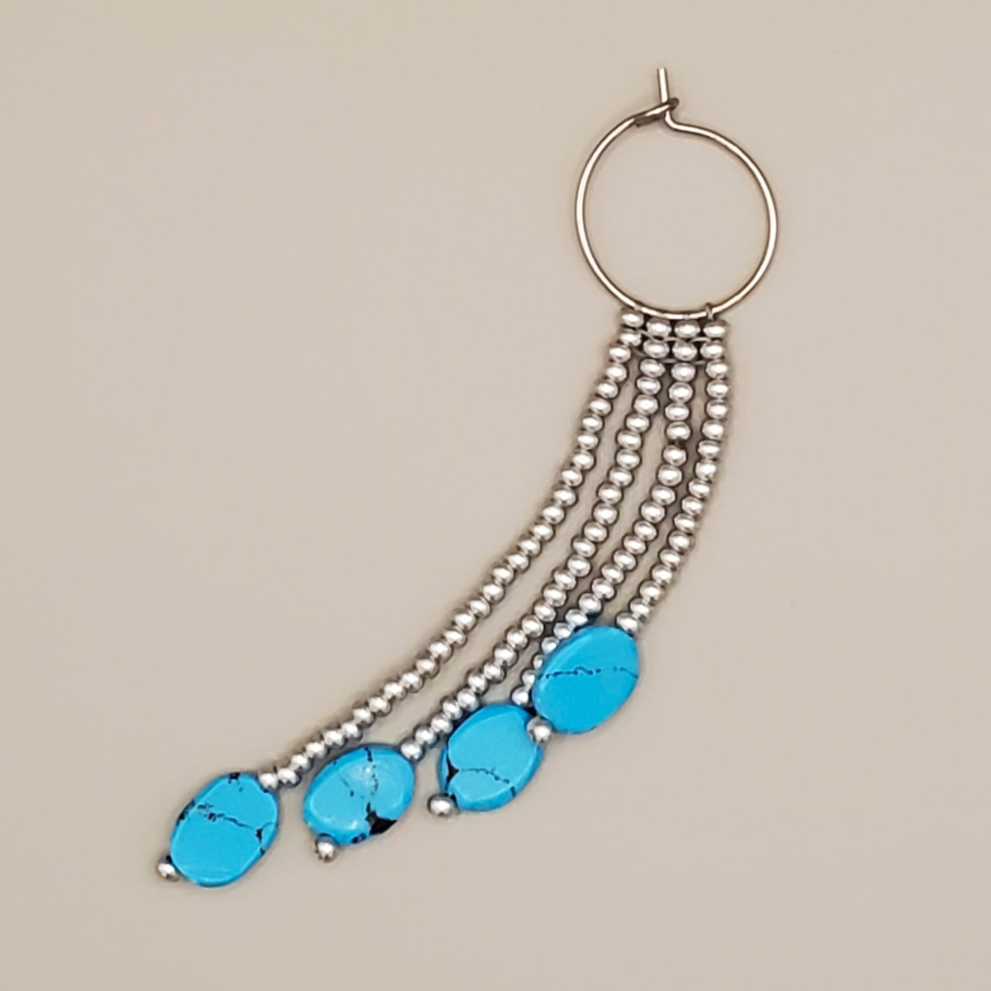 Bluebird Sky Small Hoops with Fringe