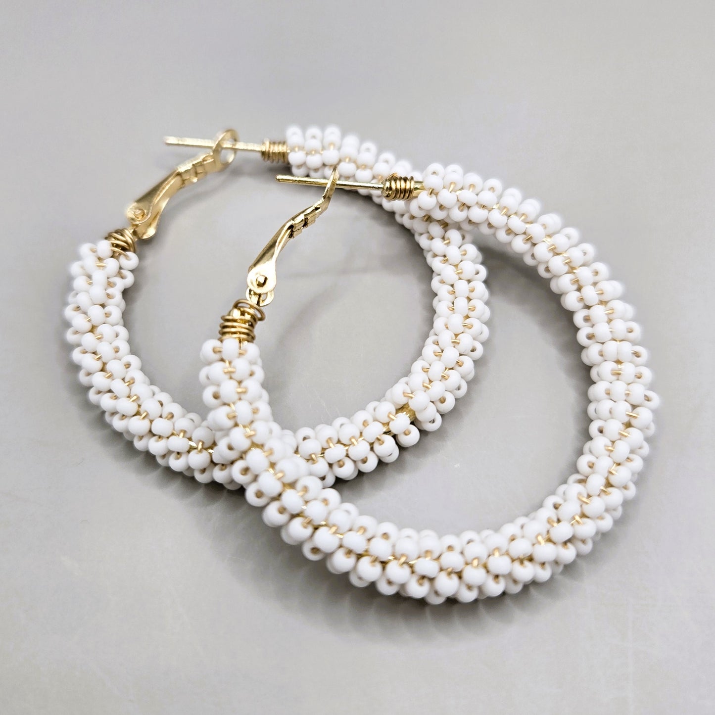 Custom Order: Wire-Wrapped Seed Bead Hoop Earrings