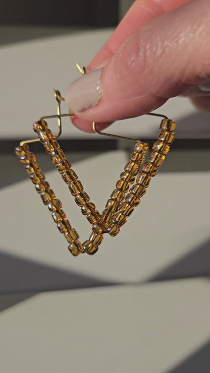 Amber Bead Hoop Earrings